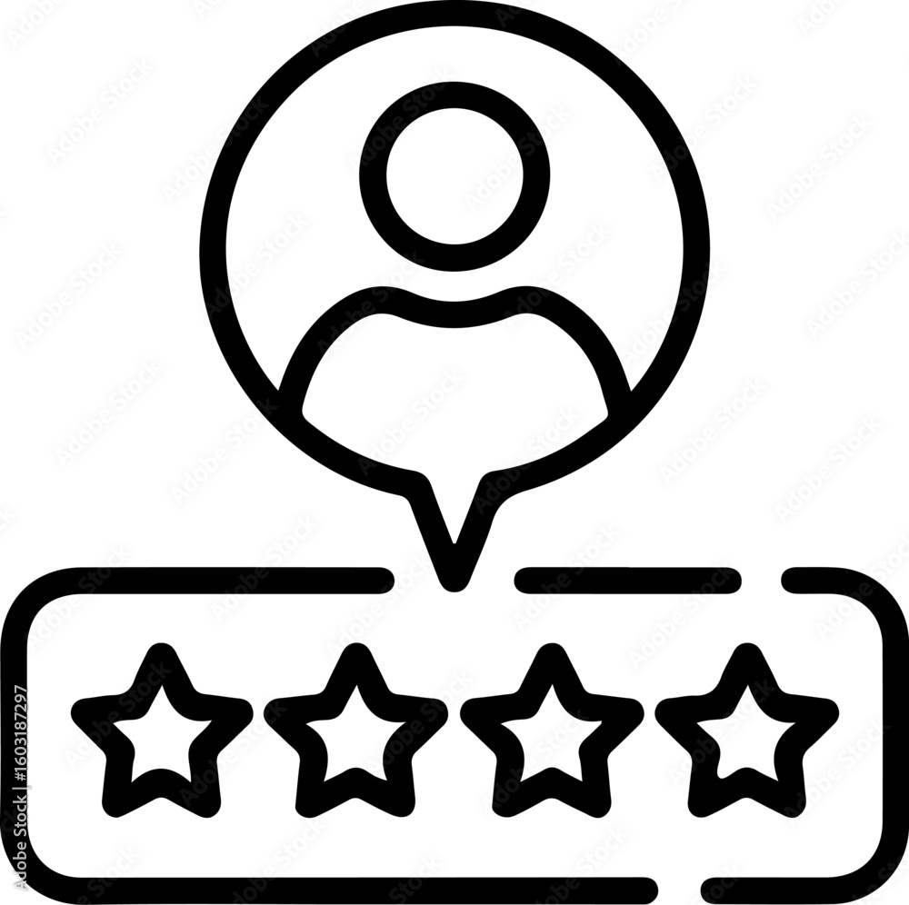 Poster customer satisfaction rating with stars and user icon