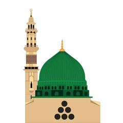 last prophet muhammad salallahu alayhi wasalam tomb green dome with minaret vector design mawlid al nabi design