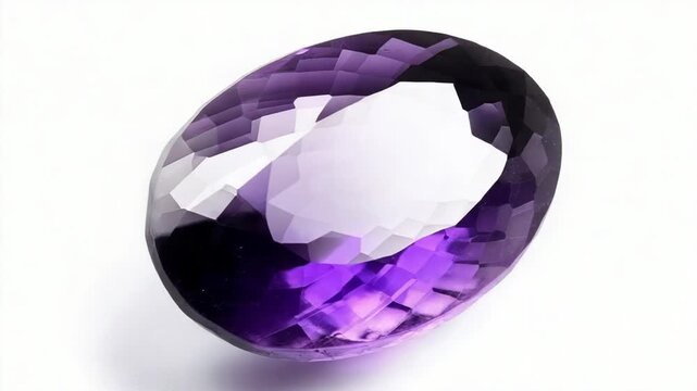 A purple gemstone sits on a white background, perfect for branding or design projects