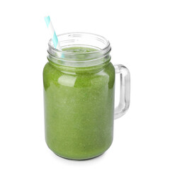 Superfood. Tasty smoothie in mason jar isolated on white