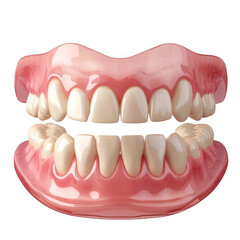 Obraz premium Detailed 3d render of complete dentures showing artificial teeth against a white background