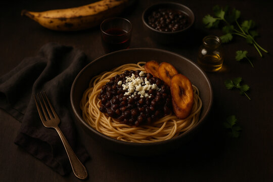 Comida Venezolana - Fideos con Caraotas