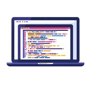 Two Laptop Screens Displaying Colorful Code