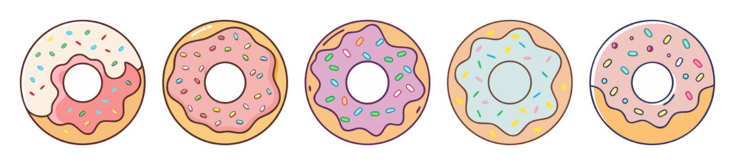 Frosted Donut Icon Collection – Sweet Dessert Treats Set

