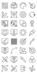 Colorful Line Art Collection set of web icons in line style. colorful line art, colorful vector outline, colorful stroke icons and  colorful minimal design. Vector illustration