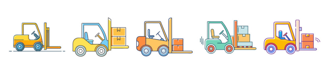 Cartoon Forklift Collection – Industrial Icons in Fun Style

