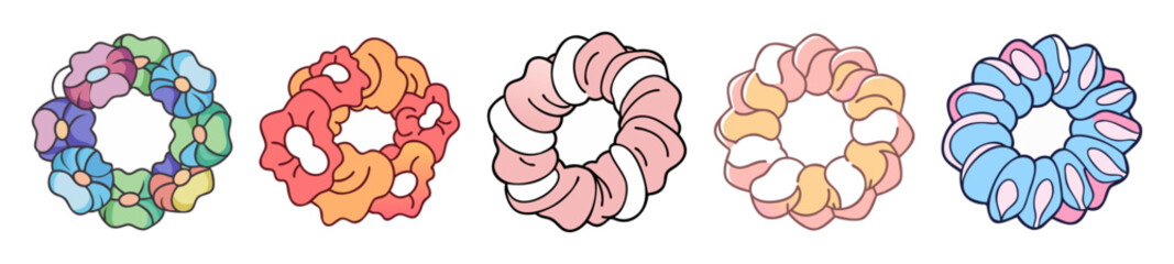 Colorful Hair Scrunchies Set – Cute Elastic Hair Tie Collection

