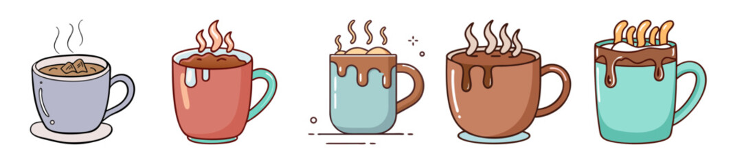 Cozy Hot Chocolate Mugs – Winter Drink Illustration Collection
