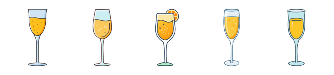 Elegant Champagne and Wine Glass Collection – Festive Drink Icons