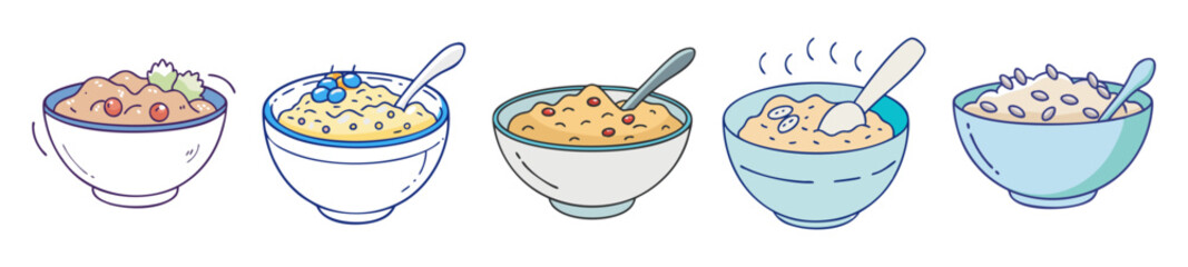 Colorful Breakfast Cereal Bowls with Spoons