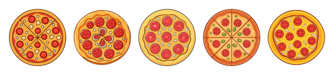 Whole Pepperoni Pizza Illustrations