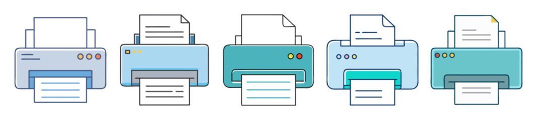 Colorful Office Inkjet Printer Icons