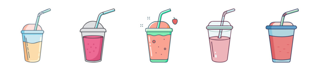 Colorful Icy Slush Cups with Straws &ndash; Summer Refreshments Collection

