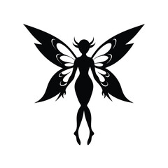 Fairy Silhouette Vector Illustration with Wings