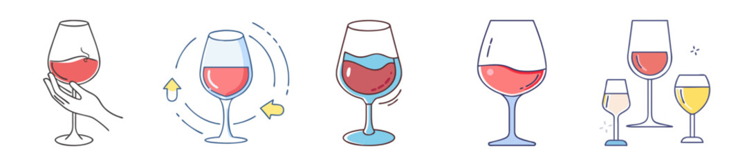 Wine Glasses Set – Red and White Wine Icons in Elegant Glassware