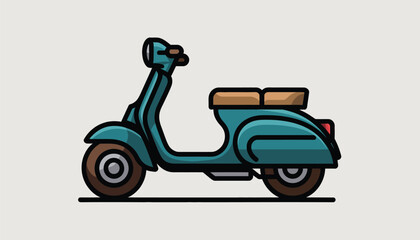 Obraz premium Classic teal scooter with brown seat