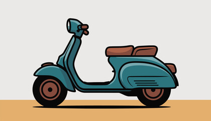 Obraz premium Classic teal scooter with brown seat