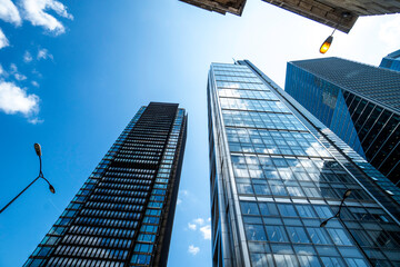 British high rise office buildings in the city of London financial district, centre of the UK banking and finance industry.