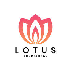 Lotus flower logo design, minimalist spa and wellness brand symbol