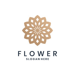 Elegant geometric floral logo design with gold gradient