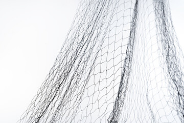 Black fisherman rope net, seamless texture isolated on white background