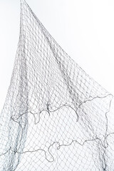 Black fisherman rope net, seamless texture isolated on white background
