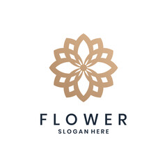 Elegant floral logo design with geometric gold flowers