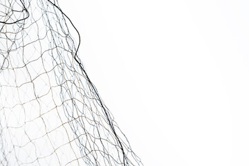 Black fisherman rope net, seamless texture isolated on white background