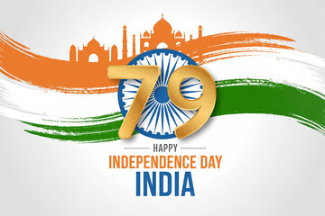 Happy 79th Independence Day of India – 15 August Freedom Celebration Banner and Greeting Card Design – Independence Day of India artwork