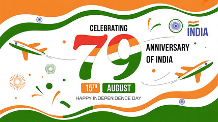 Happy 79th Independence Day of India – 15 August Freedom Celebration Banner and Greeting Card Design – Independence Day of India artwork