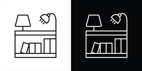 desk of discovery icon. contain blending books, lamps, study corners to inspire focus, reading ritual, late night learning adventure thin line style icon symbol sign. vector illustration