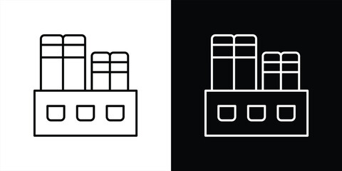 book factory icon. contain knowledge production where learning is mass produced for curious minds thin line style icon symbol sign for your app web. vector illustration