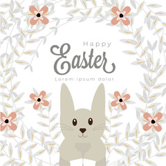 Happy easter card template with flower