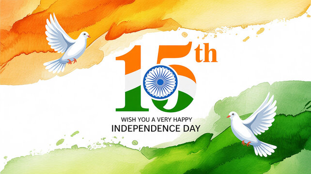 15 August Independence Day of India Banner and Greeting Card Design &ndash; Patriotic Artwork for Independence Day of India