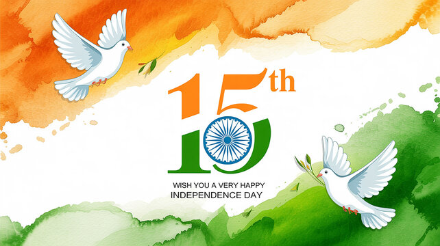 15 August Independence Day of India Banner and Greeting Card Design &ndash; Patriotic Artwork for Independence Day of India