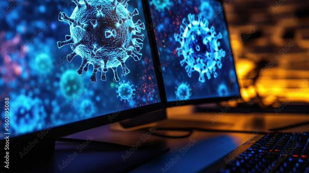 Poster a close-up of a computer monitor displaying a coronal image, ideal for technology and scientific vis