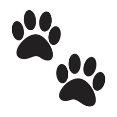 Black paw prints on white animal tracks simple