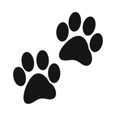 Black paw prints on white animal tracks simple