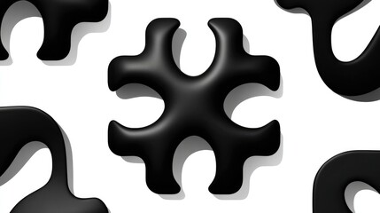 Obraz premium Abstract black shapes on a white background.