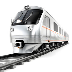 Naklejka premium Train, 3D illustration, metallic material, soft reflections, white background. Generative AI