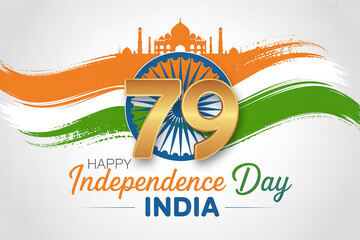 Happy 79th Independence Day of India – 15 August Freedom Celebration Banner and Greeting Card Design – Independence Day of India artwork