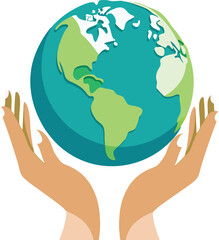 Hands holding earth, save the planet