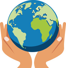 Hands holding earth, save the planet