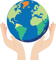 Hands holding earth, save the planet