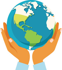 Hands holding earth, save the planet