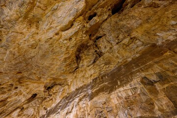 Interior View of Katerinska Cave in Moravian Karst  Limestone Formations and Stalactites, Czech Republic