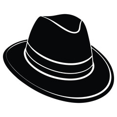 Stylish Fedora Hat. Vector Silhouette, Elegant Design,  Masculine Fashion Accessory,  Graphic Element.