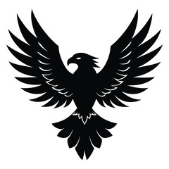 Powerful Eagle Silhouette. Majestic Wings, Fierce Gaze, Bold Graphic Design Element.