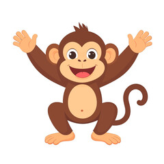 Obraz premium Happy Cartoon Monkey With Raised Arms