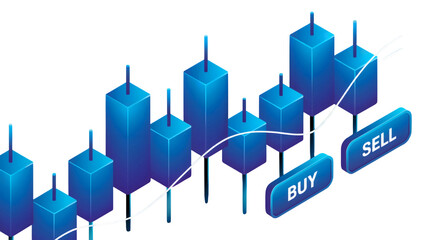 Financial market analysis with buy and sell indicators for investment strategies and trading decisions